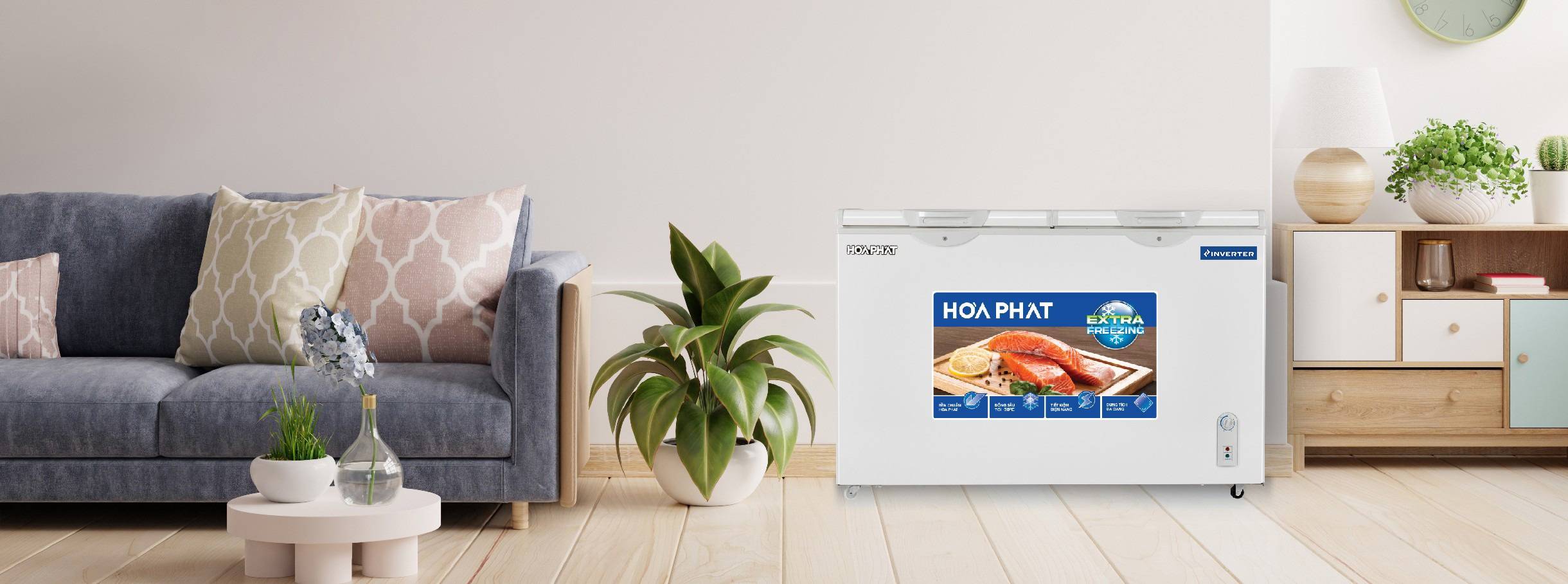 Tủ bảo quản 2 ngăn đông/mát Hòa Phát inverter 271 lít HPF- BD8271